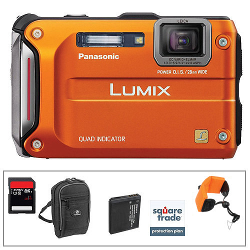 Panasonic Lumix DMC-TS4 Digital Camera (Orange) with Deluxe Accessory Kit
