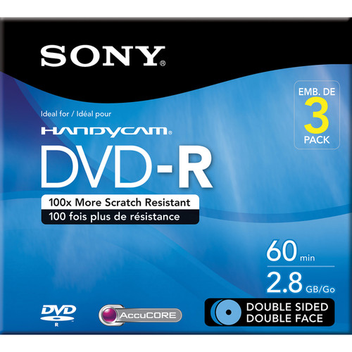 Sony 2.8 GB Double Sided DVD-R w/ Hangtab (3-Pack)
