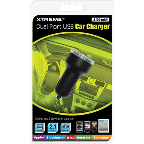 Xtreme Cables Dual Port USB Car Charger (2100 mAh)