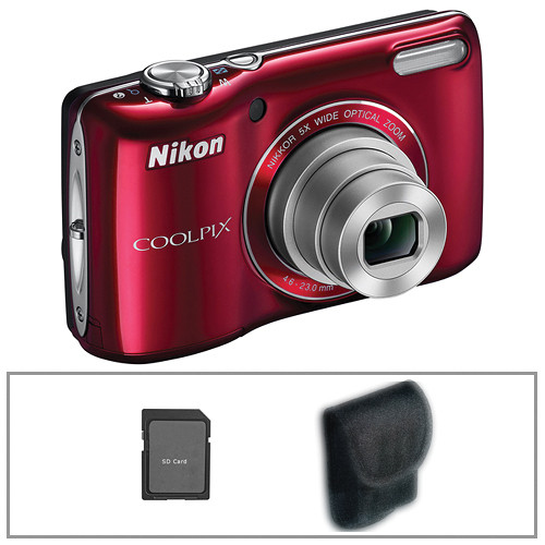 Nikon Coolpix L26 Digital Camera (Red) with Basic Accessory Kit