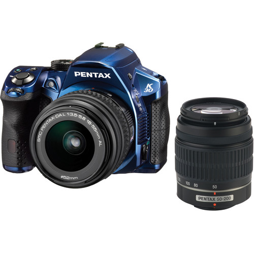 Pentax K-30 Digital Camera with 18-55mm AL and 50-200mm AL Lens Kit - Crystal Blue