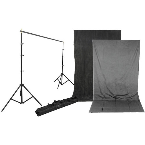 Impact Background Kit with 10 x 12' Dark Gray/Light Gray Reversible Muslin Backdrop