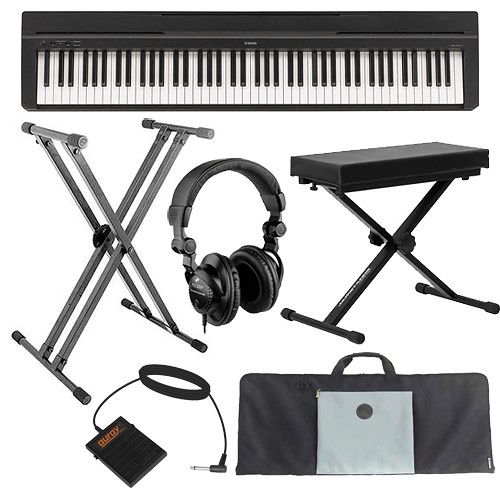 Yamaha P-35 Compact 88-Key Piano Essentials Bundle (Black)