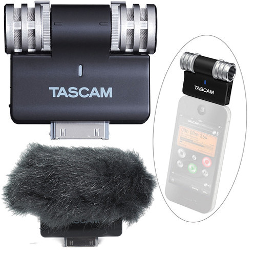 Tascam iM2 Stereo Microphone for Apple iOS Products & Topper (Black)