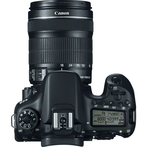 Canon EOS 70D DSLR Camera with 18-135mm f/3.5-5.6 Lens Top View