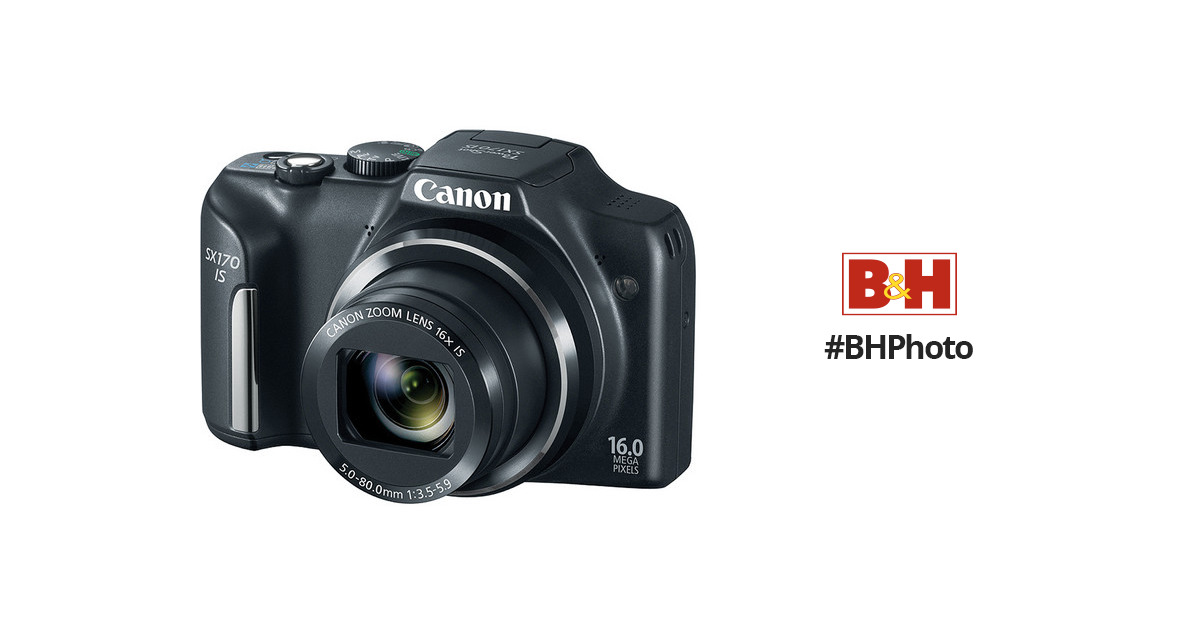 Canon Power Shot SX170 IS Point-and-Shoot (Black)
