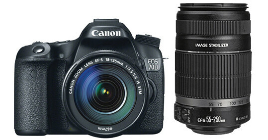 Canon EOS 70D DSLR Camera with 18-135mm and 55-250mm Lenses B&H