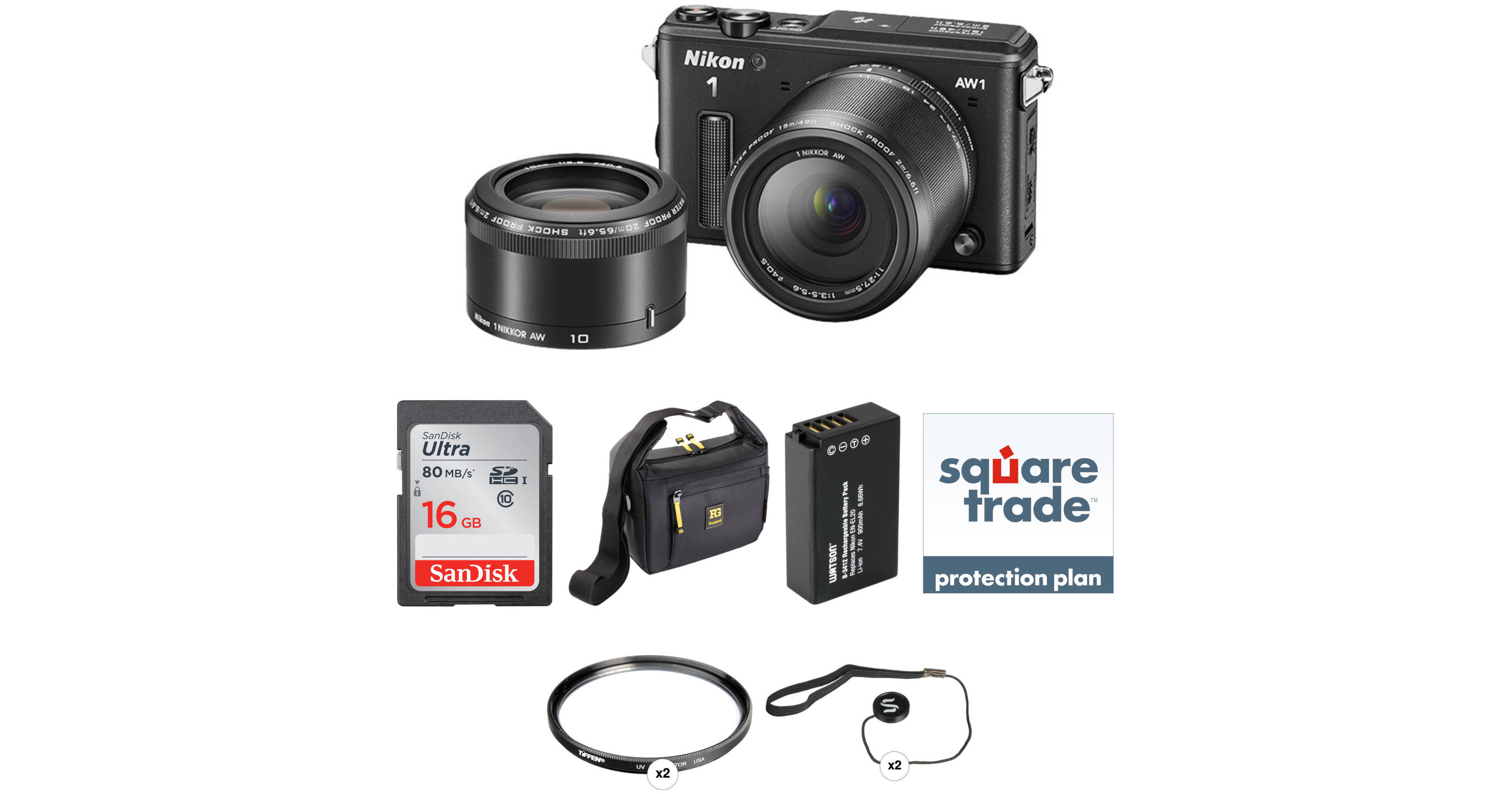 Nikon 1 AW1 Mirrorless Digital Camera Deluxe Accessory Kit with