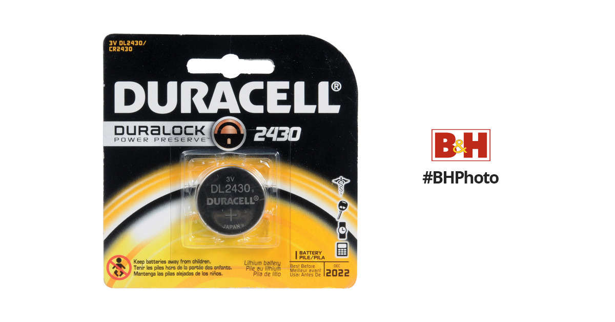 Duracell CR2430 Lithium Battery (3 V, 285 mAh) 2430BPQ B&H Photo