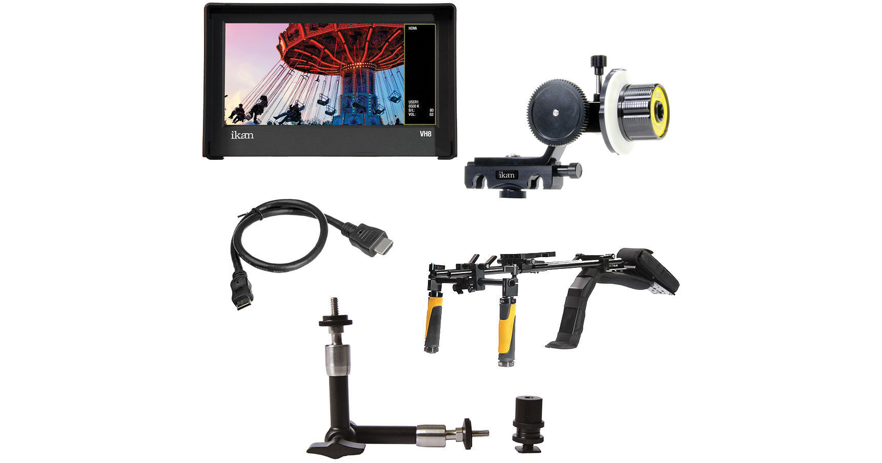 ikan DSLR Shoulder Rig Turnkey Kit, Follow Focus, Monitor