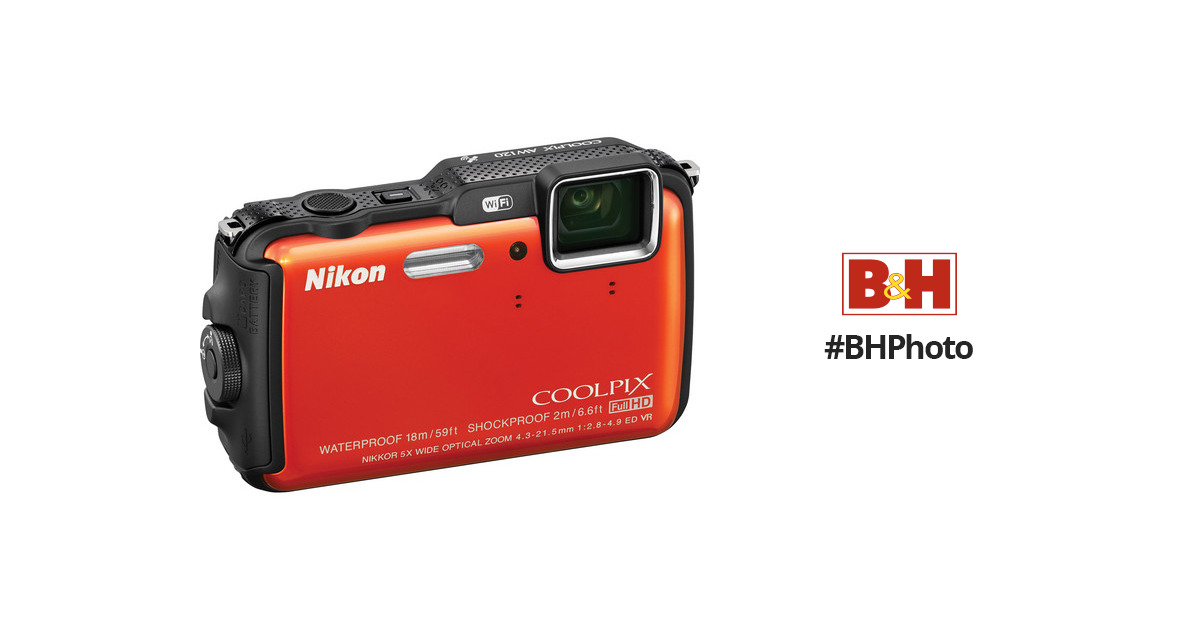 Nikon COOLPIX AW120 Waterproof Digital Camera (Orange) 26467 B&H