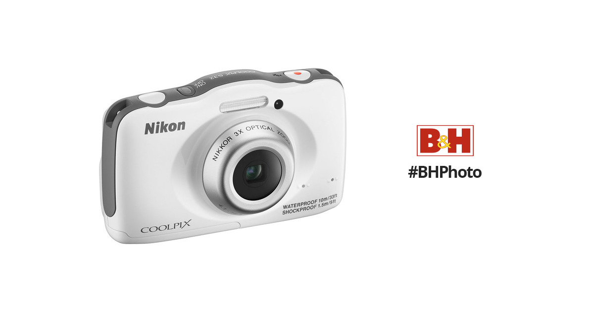 Nikon COOLPIX S32 Digital Camera (White) 26460 B&H Photo Video