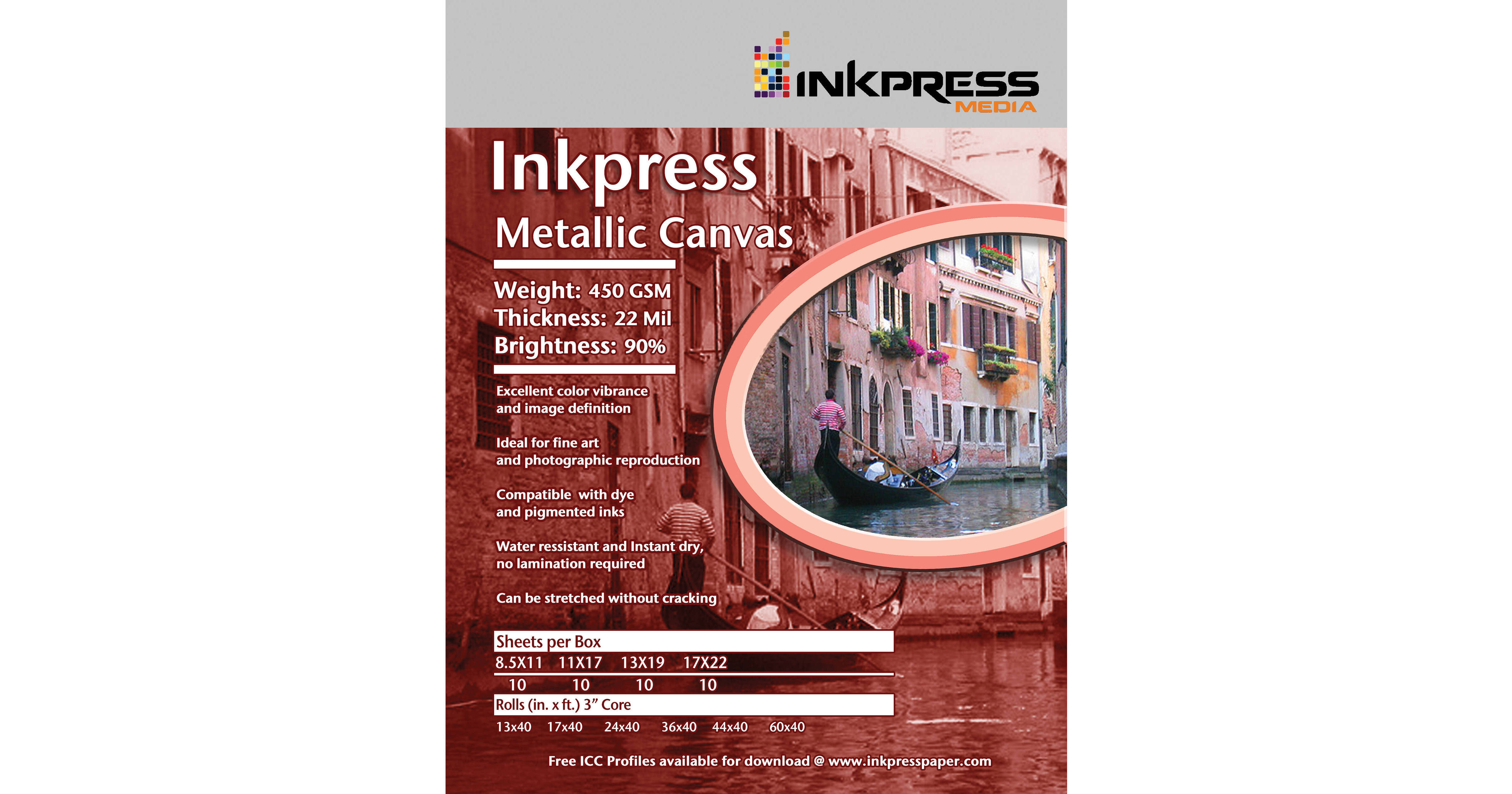Inkjet Photo Paper Inkpress Media Glossy Canvas 13/" x 35/' Roll