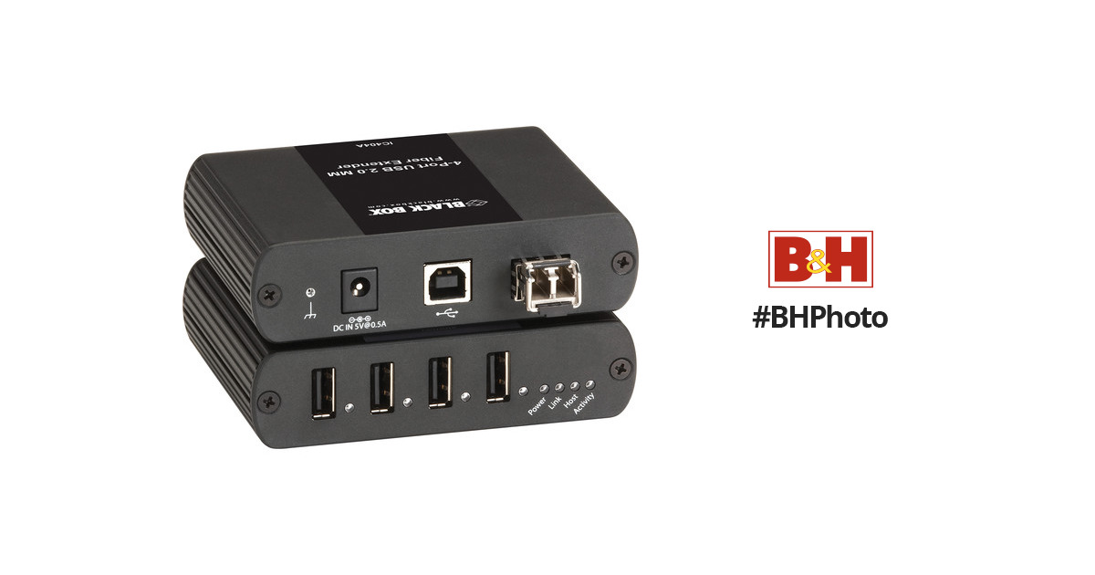 Black Box 4-Port Multimode Fiber Optic USB 2.0/1.1 IC404A B&H