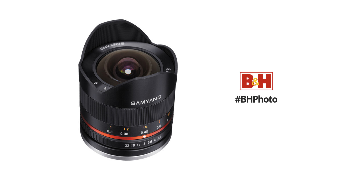 SY8MBK28-FX Samyang 8mm F2.8 UMC Fisheye II Lens for Fuji X Mount Digital Cameras Black 