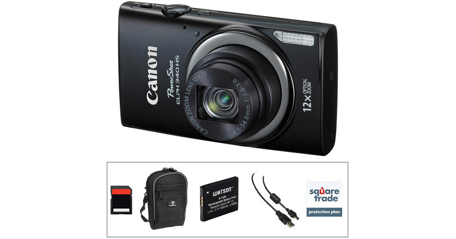 Canon PowerShot ELPH 340 HS Digital Camera Deluxe Kit (Black)