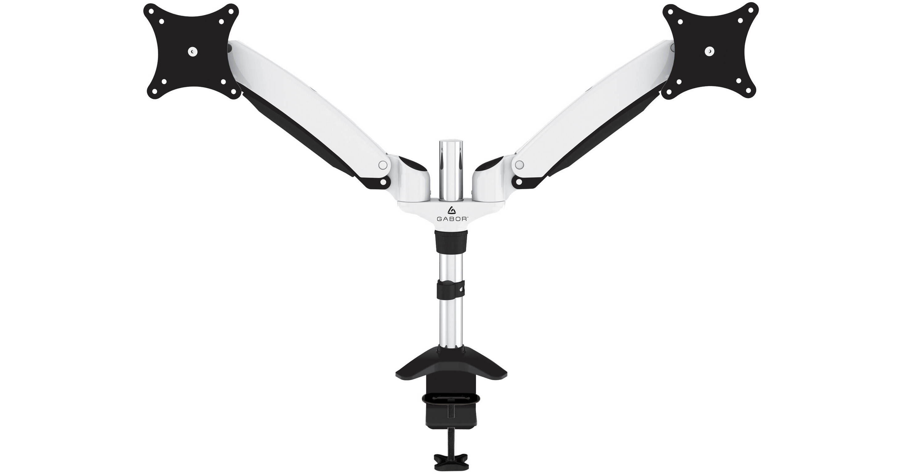 Gabor Md Bsl15w Dual Monitor Desktop Mount With Spring Loaded Arms White