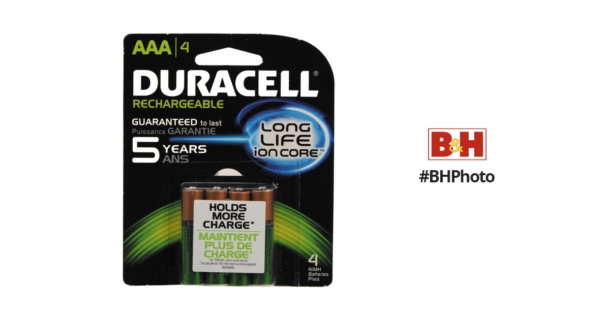 DX2400B4N: Duracell Rechargeable AAA Batteries; 4 Ct. Blister Pack