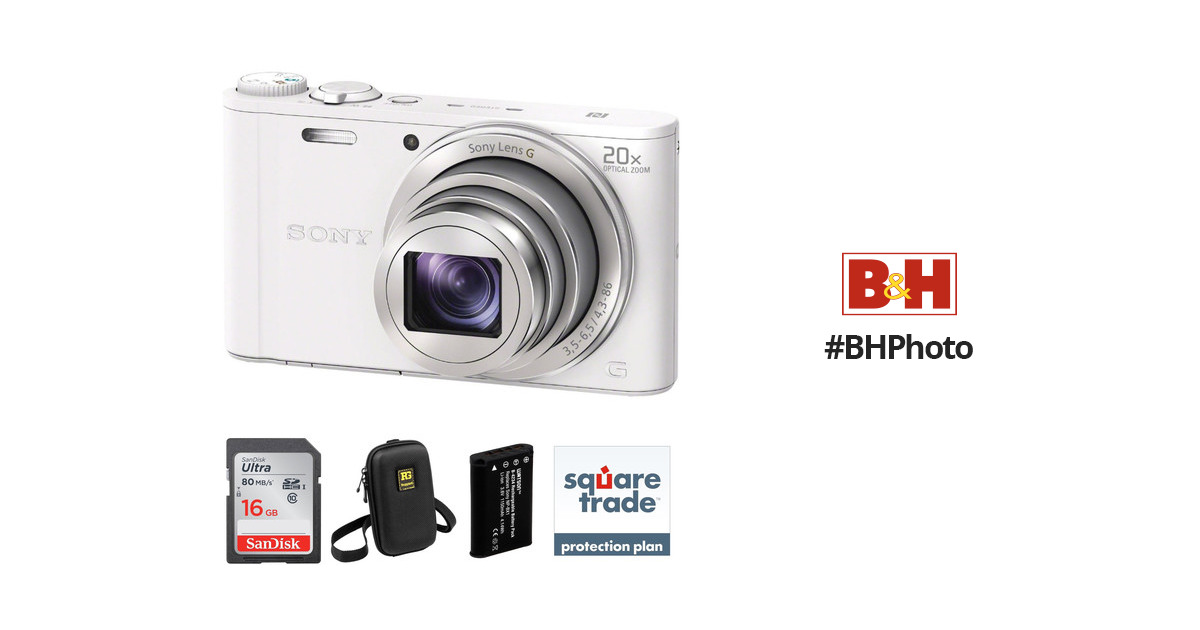 Sony Cyber-shot DSC-WX350 Digital Camera Deluxe Kit (White) B&H
