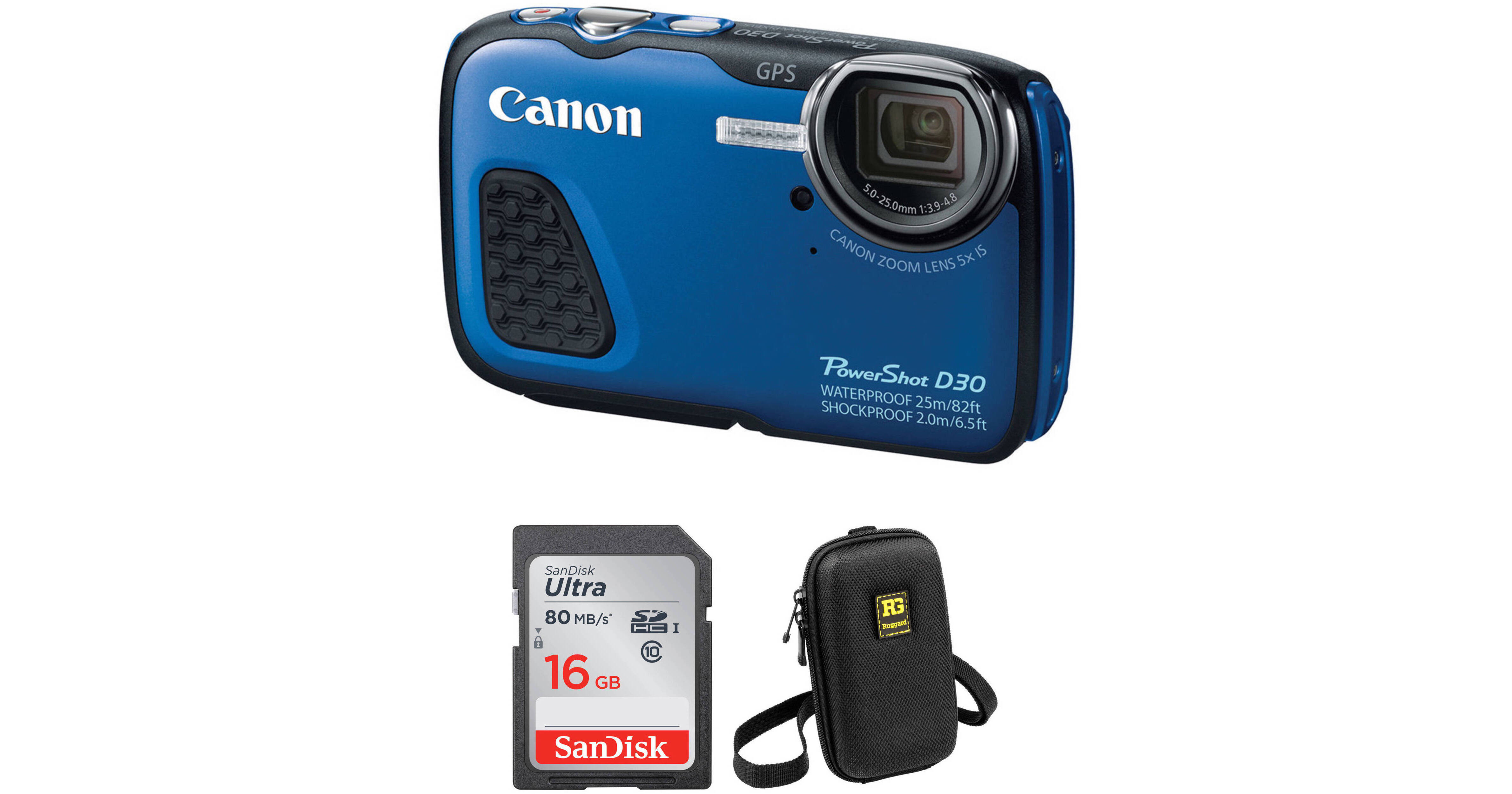 Canon PowerShot D30 Waterproof Digital Camera With Free