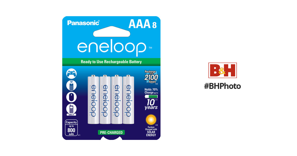 Pack de 8 piles rechargeables Panasonic Eneloop - AA, 2000mAh –
