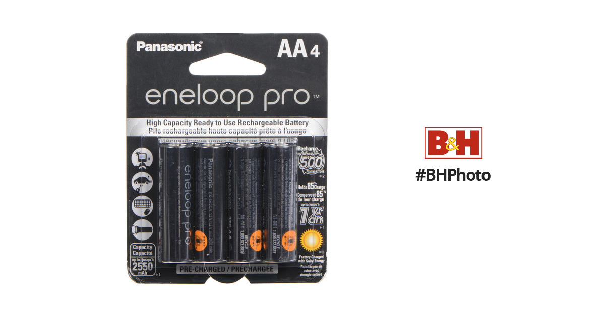 Panasonic BK-3HCCE4BE Eneloop Pro AA High Capacity Ni-MH Pre-Charged  Rechargeable Batteries (Pack of 4)