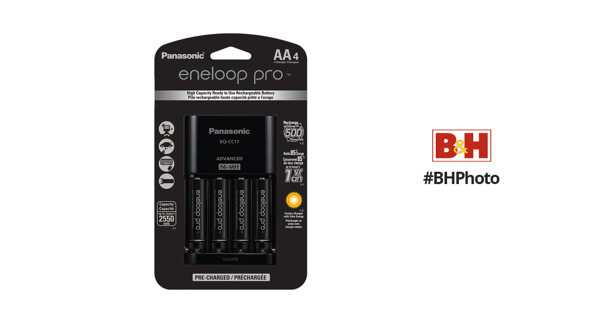 Panasonic eneloop PRO Rechargeable 4pcs AA Batteries w/4-Position Charger  K-KJ17KHCA4A