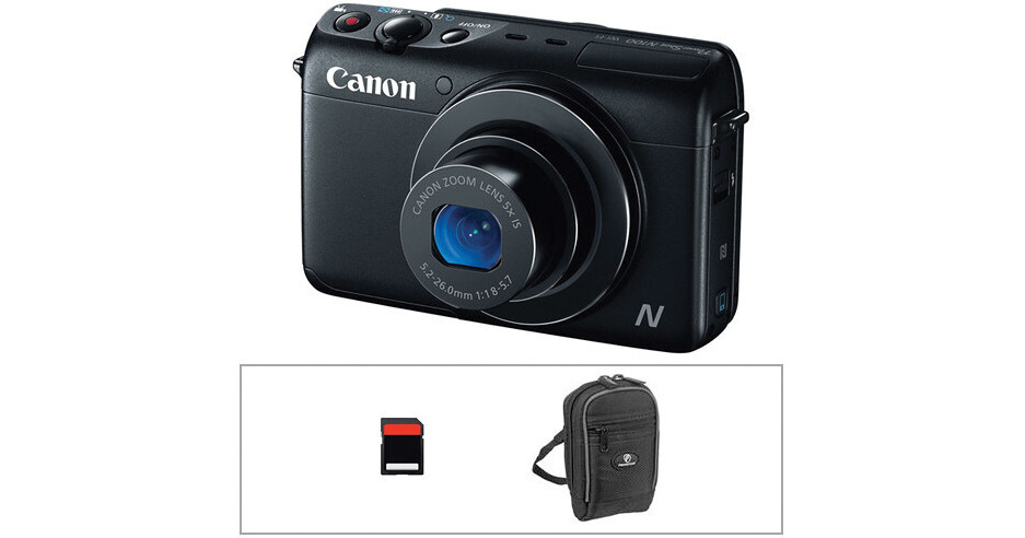 Canon PowerShot N100 Digital Camera Basic Kit (Black) B&H Photo