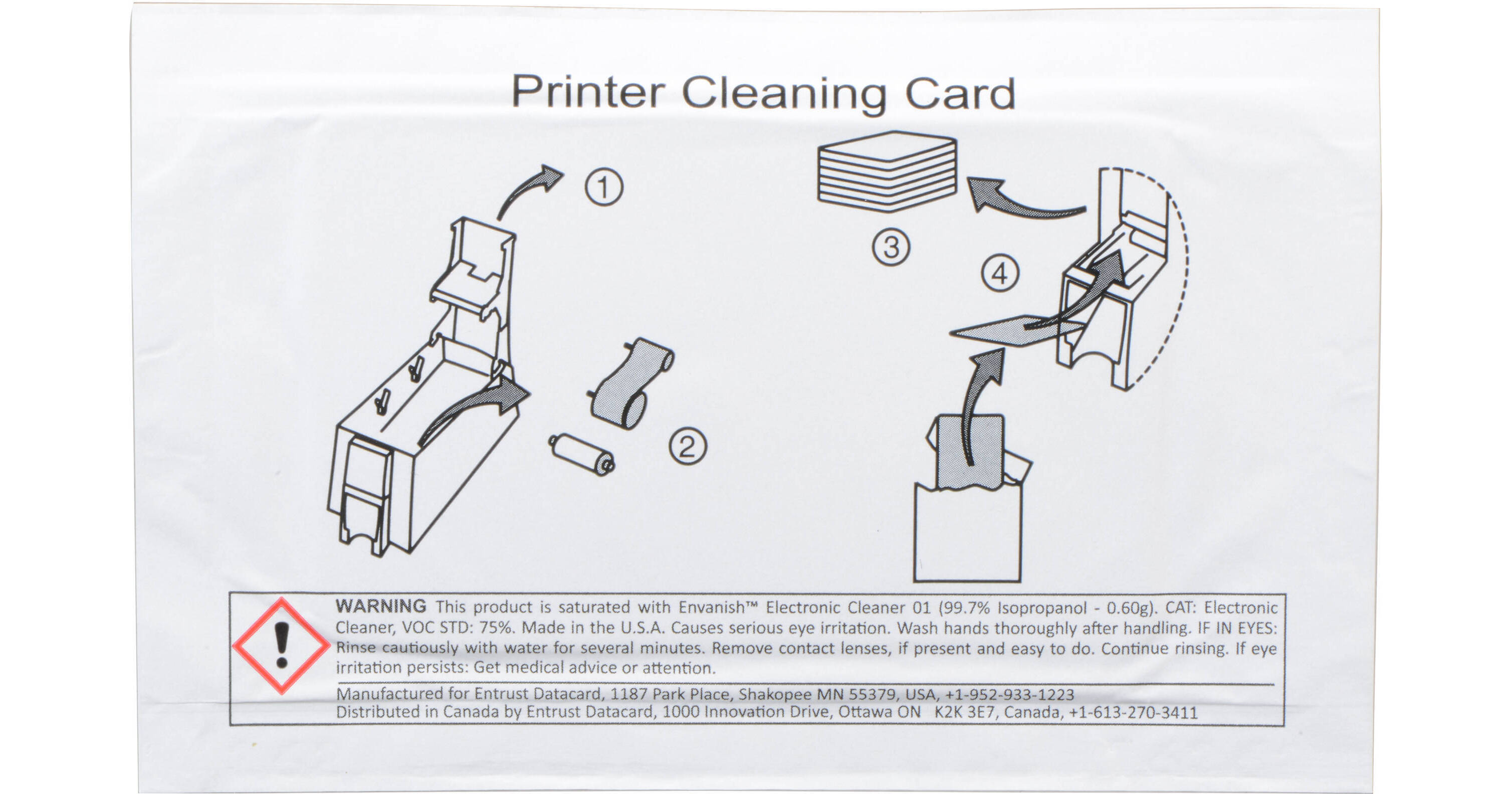 Cleaning cards, double sided adhesive (only for cleaning printer's cleaning  rollers) [Pack of 10 cleaning cards] - Entrust Store