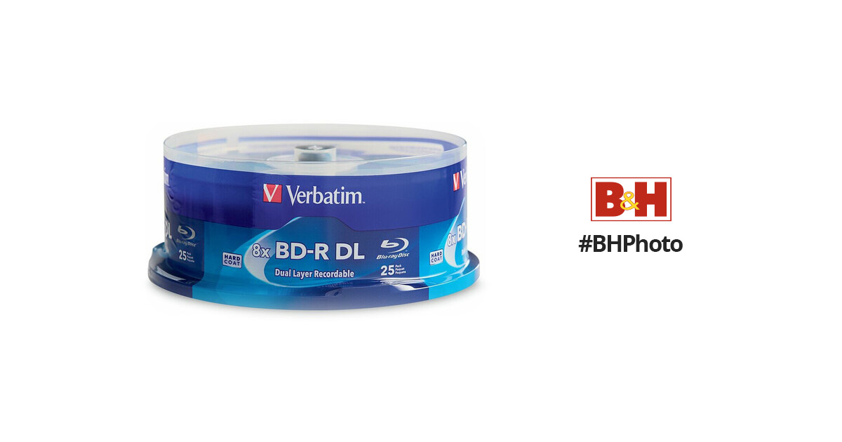 Verbatim BD-R Blu-ray DL 50GB 8x with Branded Surface Disc (25-Pack)
