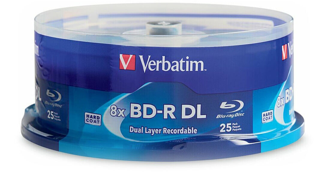 Verbatim BD-R Blu-ray DL 50GB 8x with Branded Surface Disc (25-Pack)