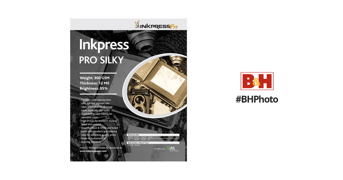 Inkpress Pro Silky Luster Photo Paper (5x7), 100 Sheets PL57100