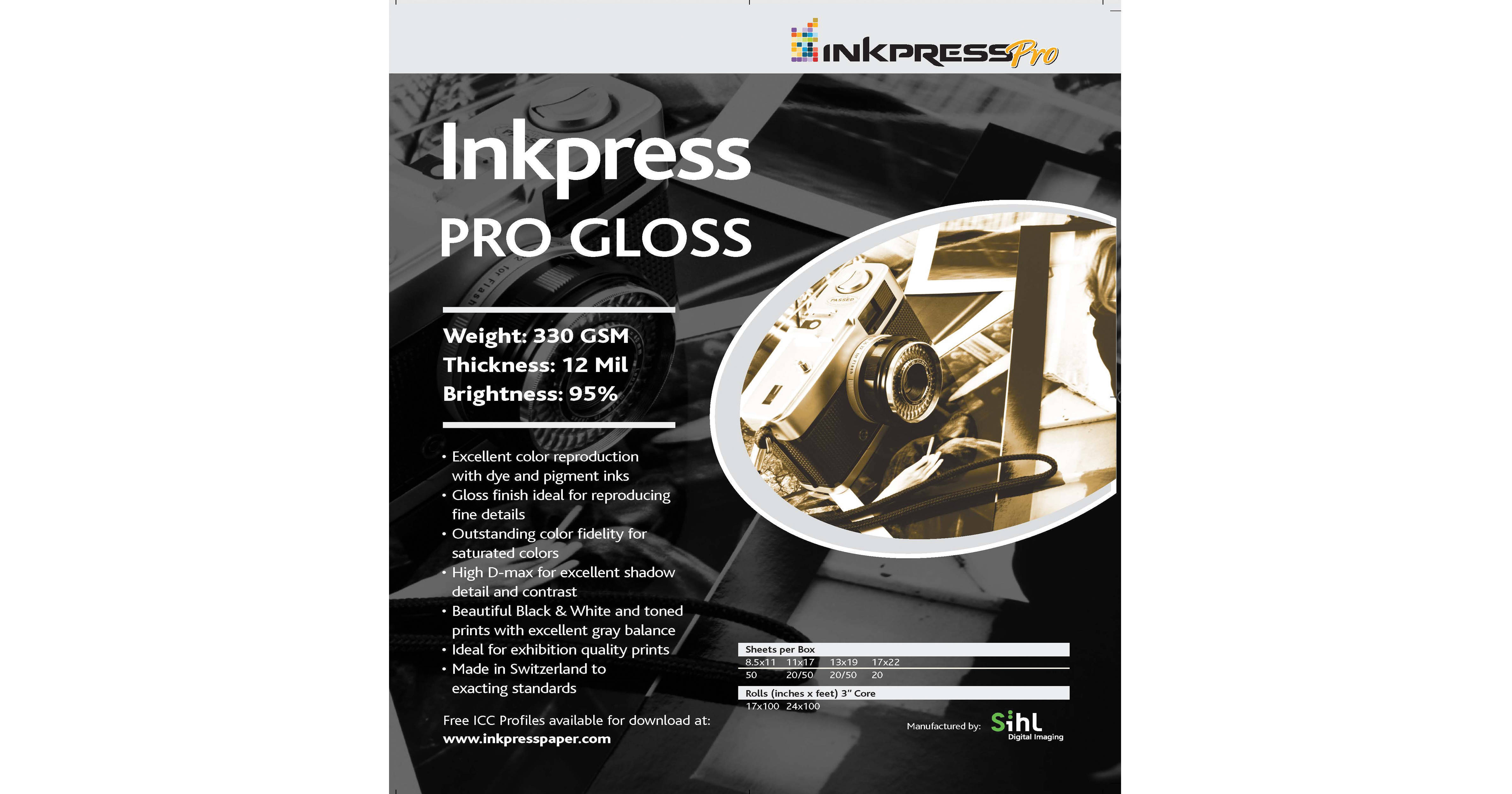 Inkpress Media Pro Glossy Paper (60" X 100' Roll) PG60100 B&H