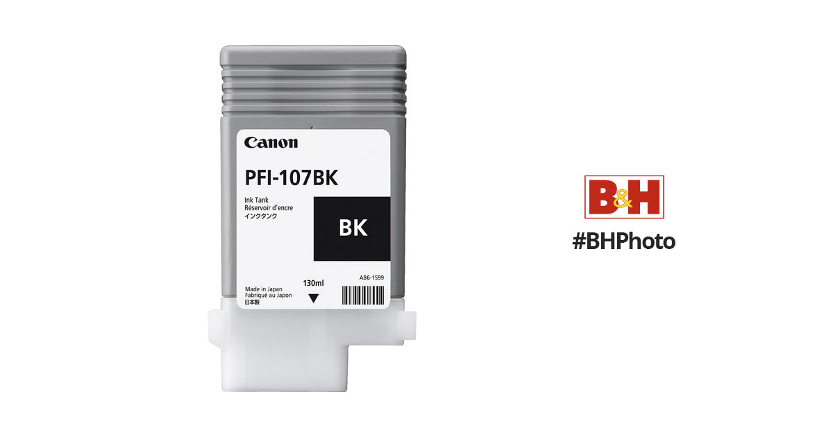 Canon PFI-107BK Black Ink Cartridge (130 ml) 6705B001AA B&H