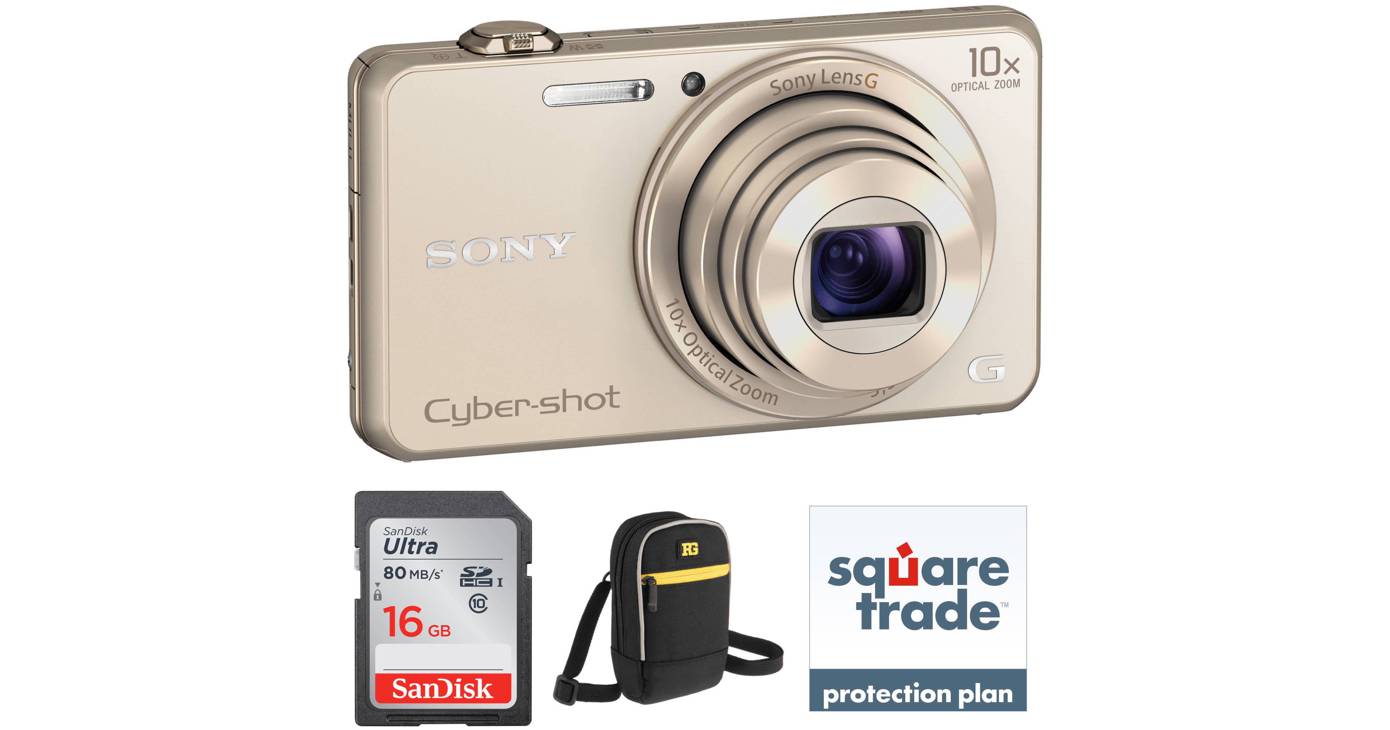 Sony Cyber-shot DSC-WX220 Digital Camera Deluxe Kit (Gold) B&H