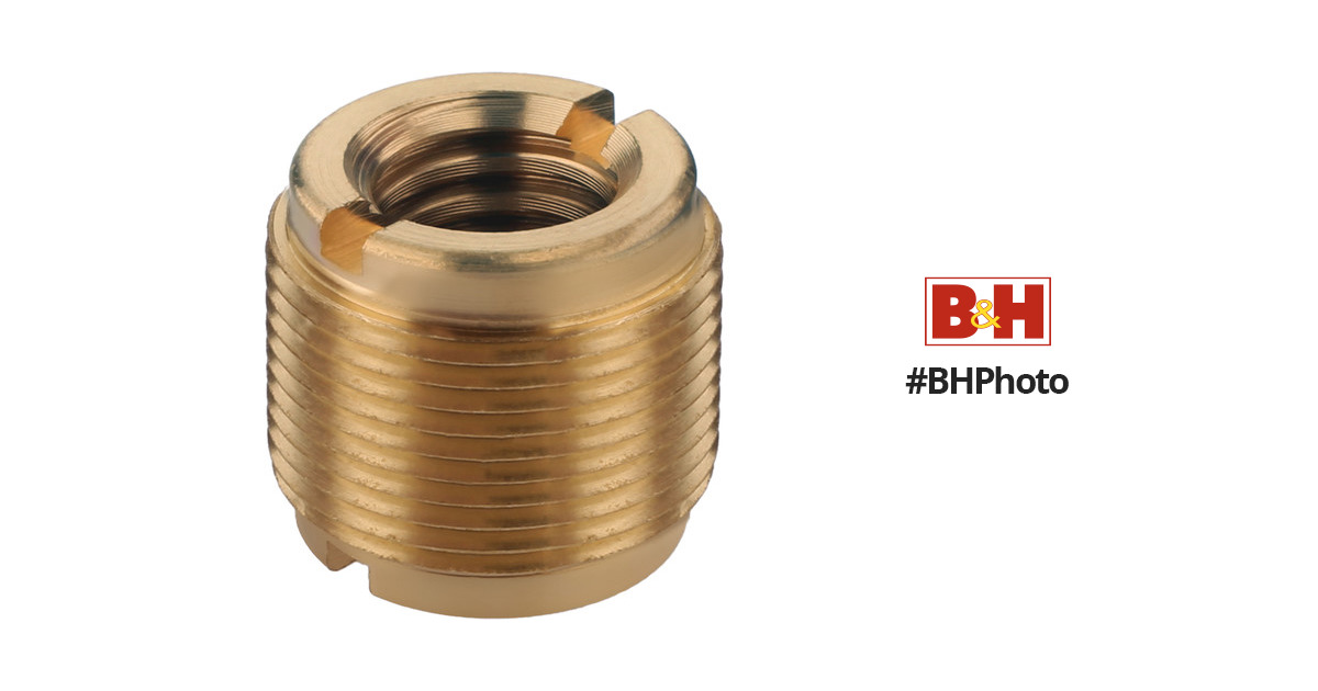Auray 5/8 Male to 3/8 & 1/4-20 Female Combo Reversible Thread Adapter  (Brass)