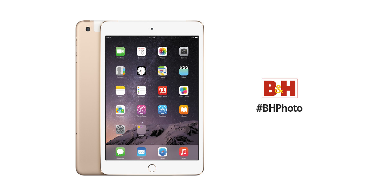 Apple 64GB iPad mini 3 (Wi-Fi + 4G LTE, Gold) MH392LL/A B&H