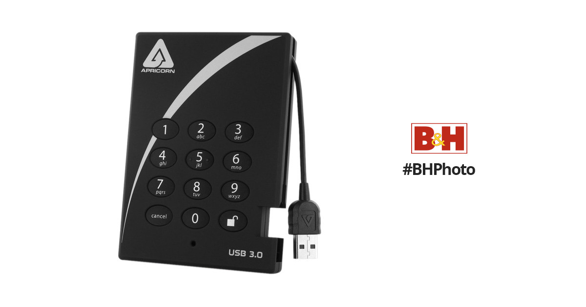 Apricorn 1TB Aegis Padlock Encrypted USB 3.1 Gen A25-3PL256-1000