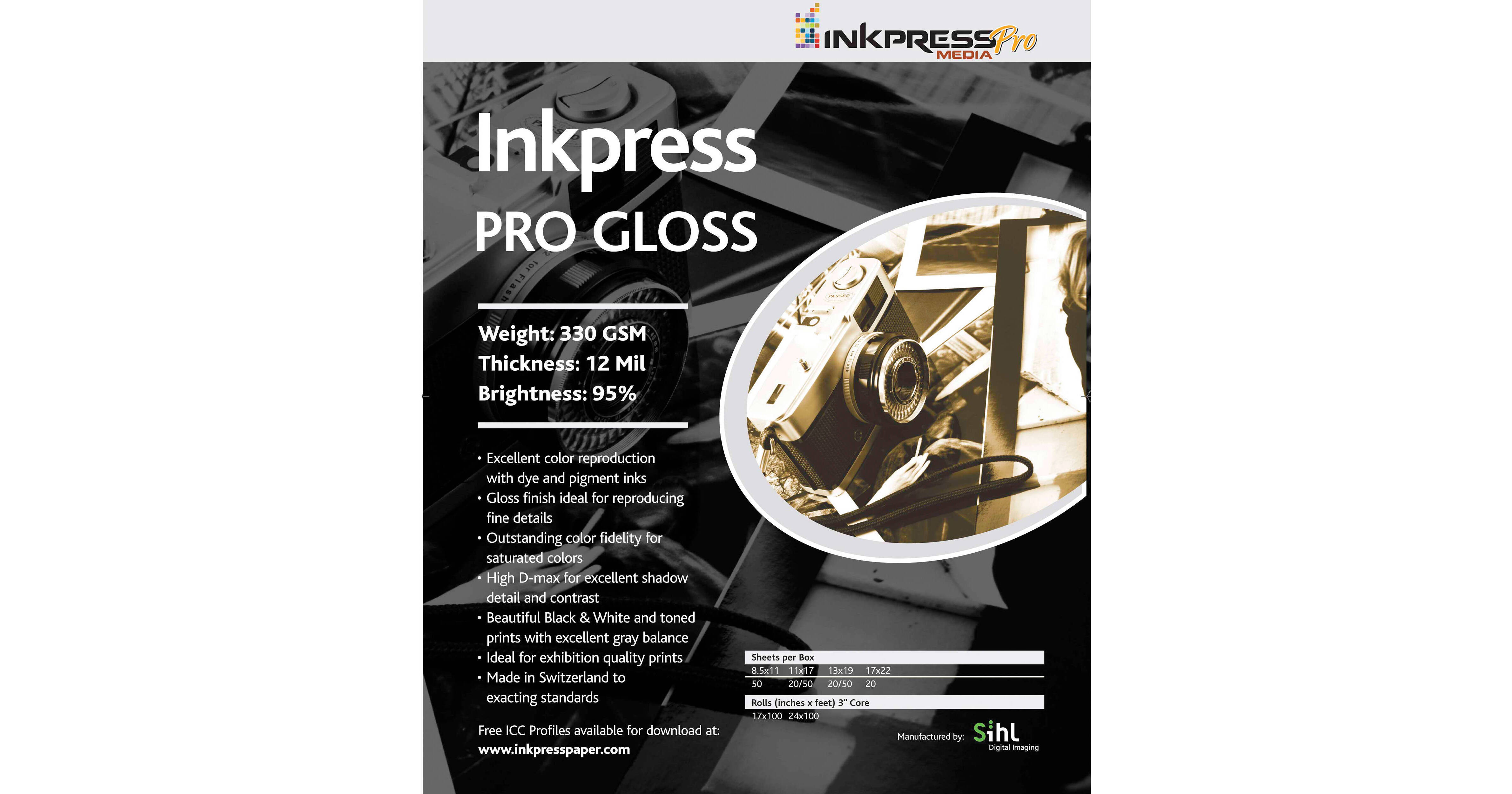 Inkpress Media Pro Glossy Paper (8.5 X 11", 20 Sheets) PG851120