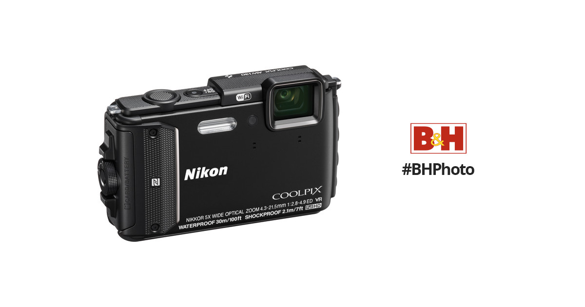 Nikon COOLPIX AW130 Waterproof Digital Camera (Black) B&H