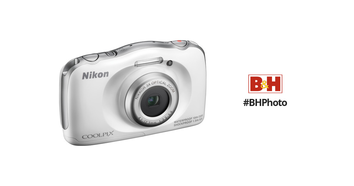 Nikon COOLPIX S33 Digital Camera (White) 26495 B&H Photo Video