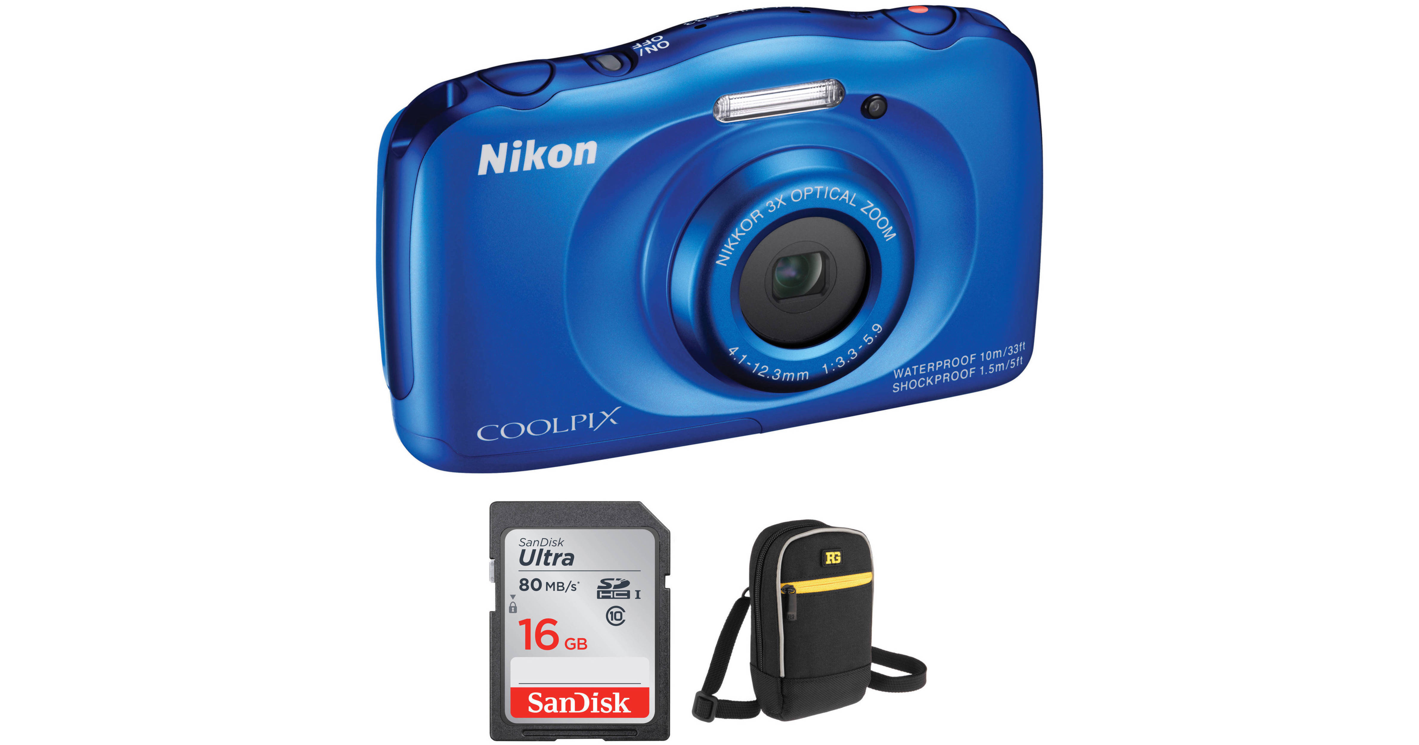 Nikon COOLPIX S33 Digital Camera Basic Kit (Blue) B&H Photo