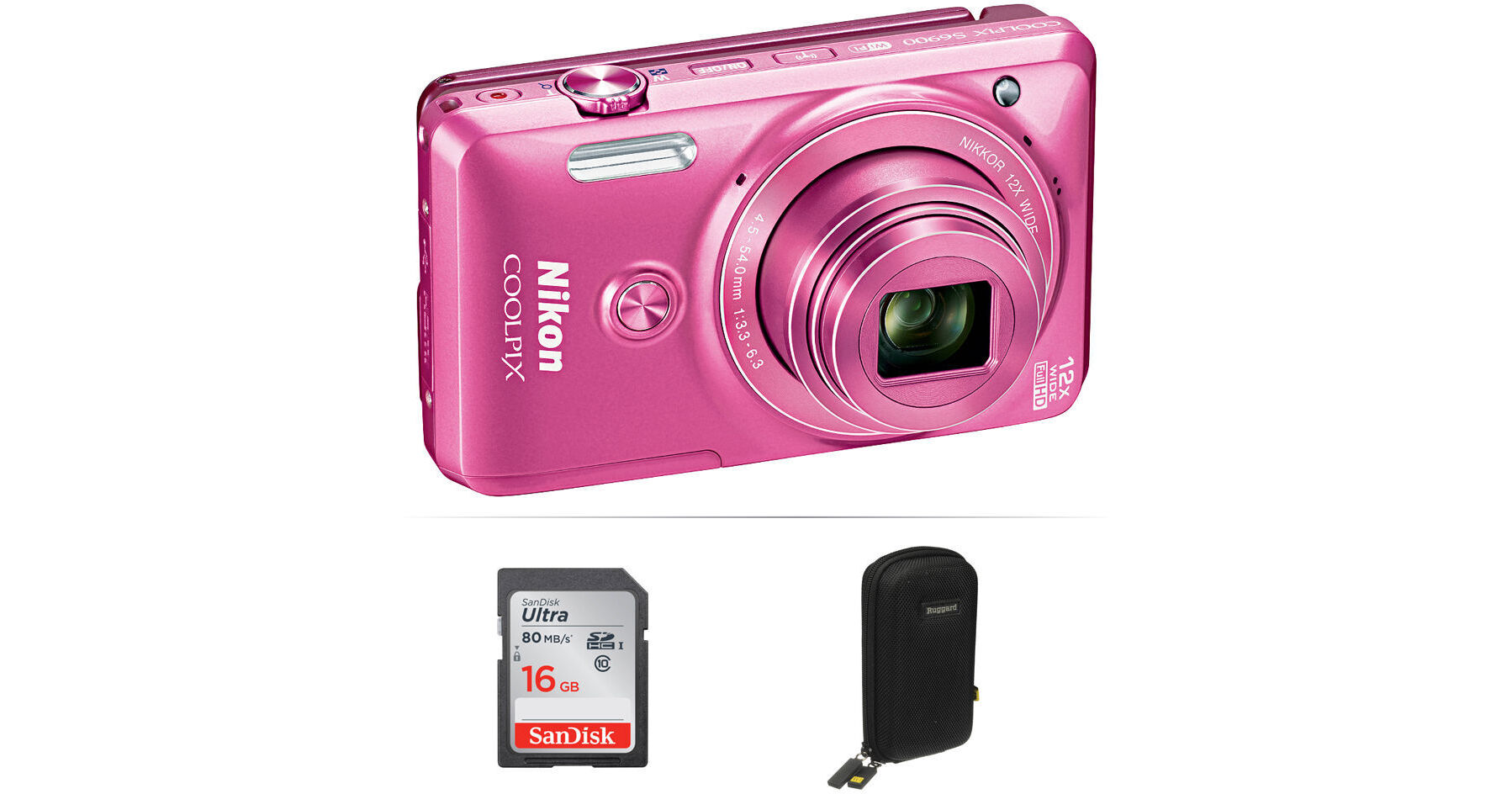 Nikon COOLPIX S6900 Digital Camera Basic Kit (Pink) B&H Photo