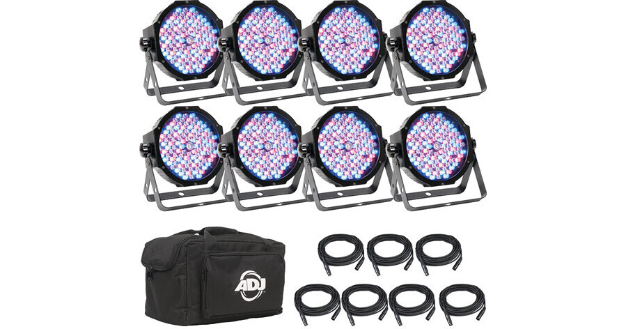 American Dj Adj Mega Flat Pak 8 Plus Led Mega Par Profile System W/ Bag +  Cables : Target