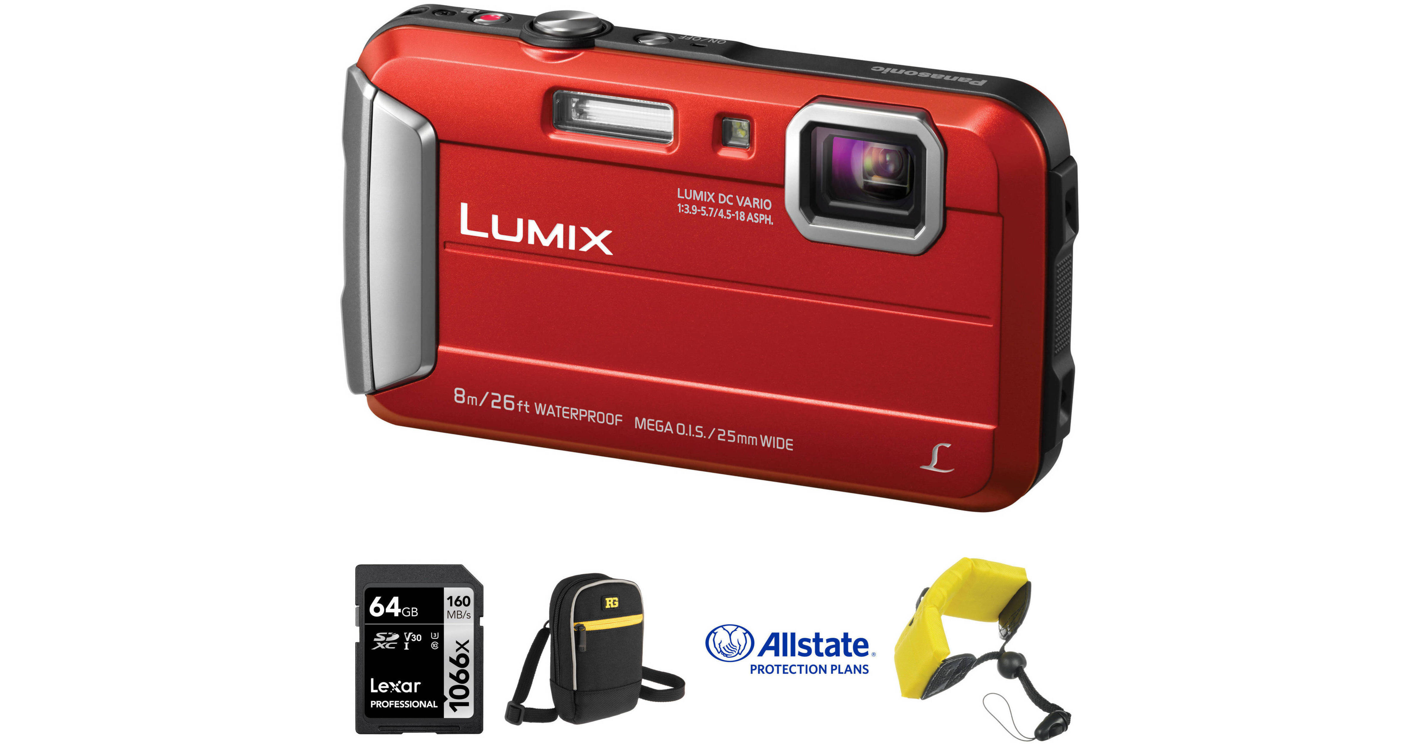 Panasonic Lumix DMCTS30 Digital Camera Deluxe Kit (Red) B&H