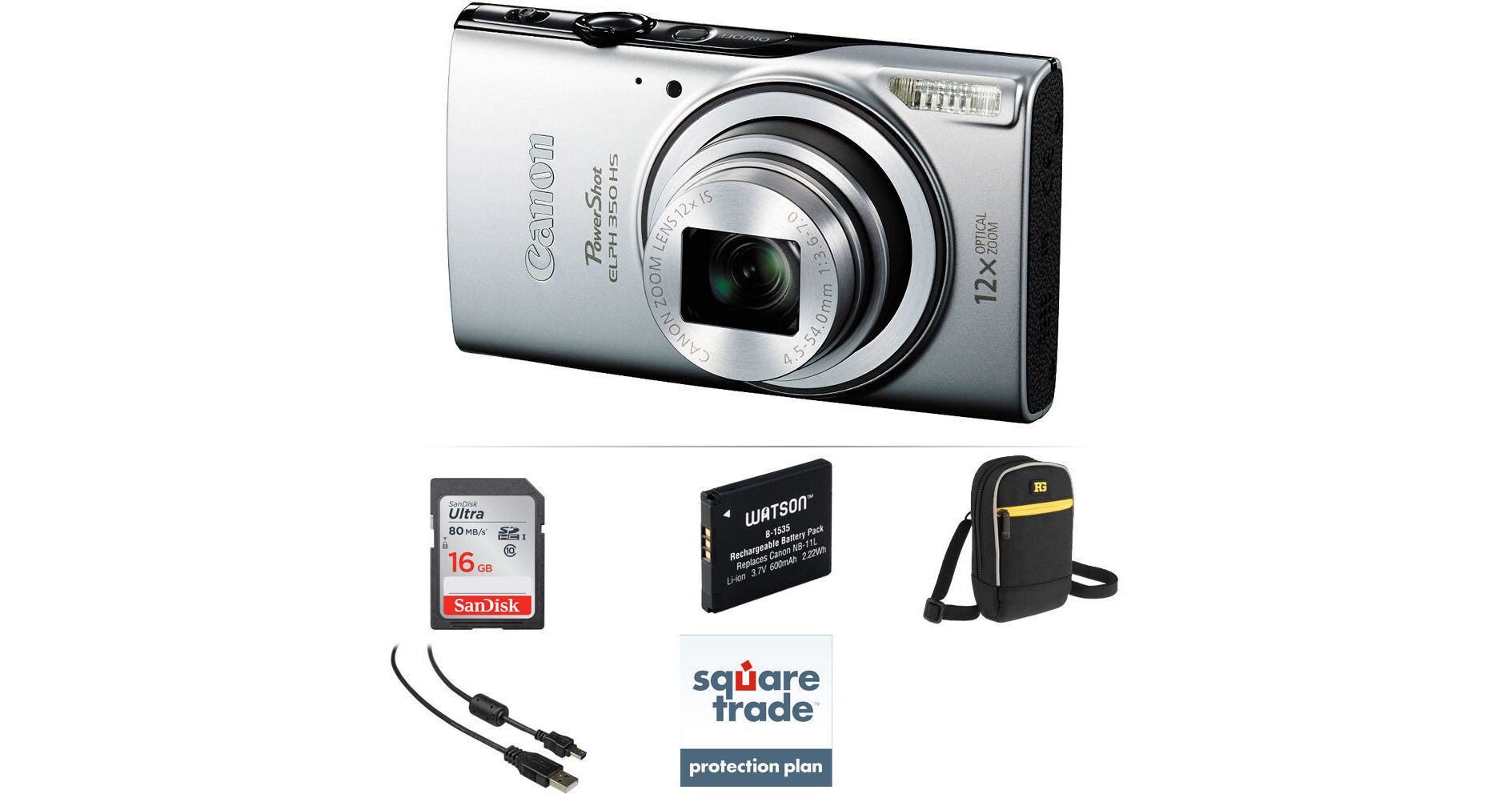 Canon PowerShot ELPH 350 HS Digital Camera Deluxe Kit (Silver)