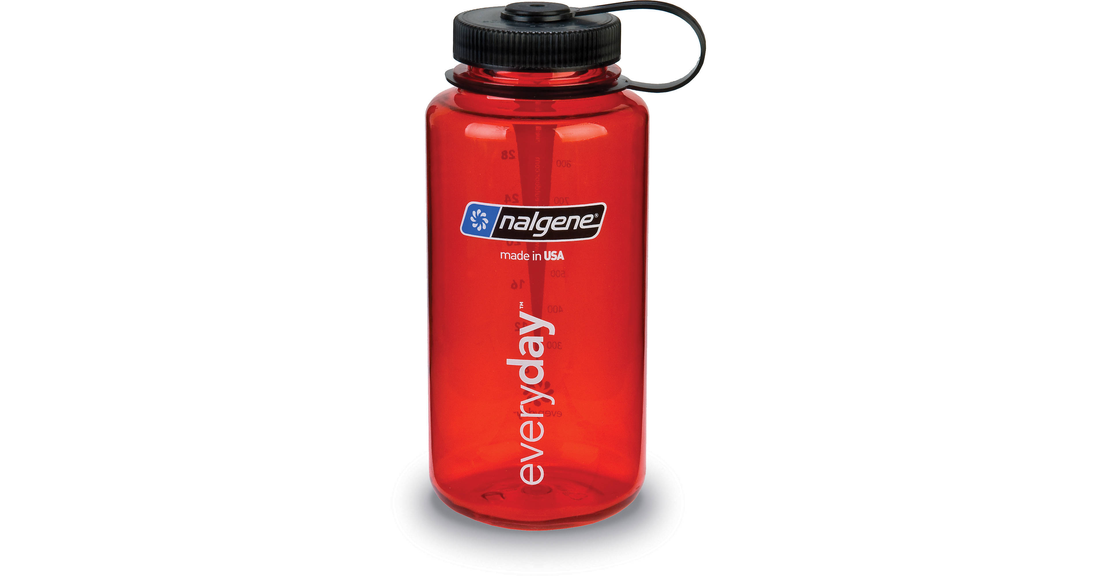 Nalgene Wide Mouth Bottle (32 fl oz, Red with Black Cap) 