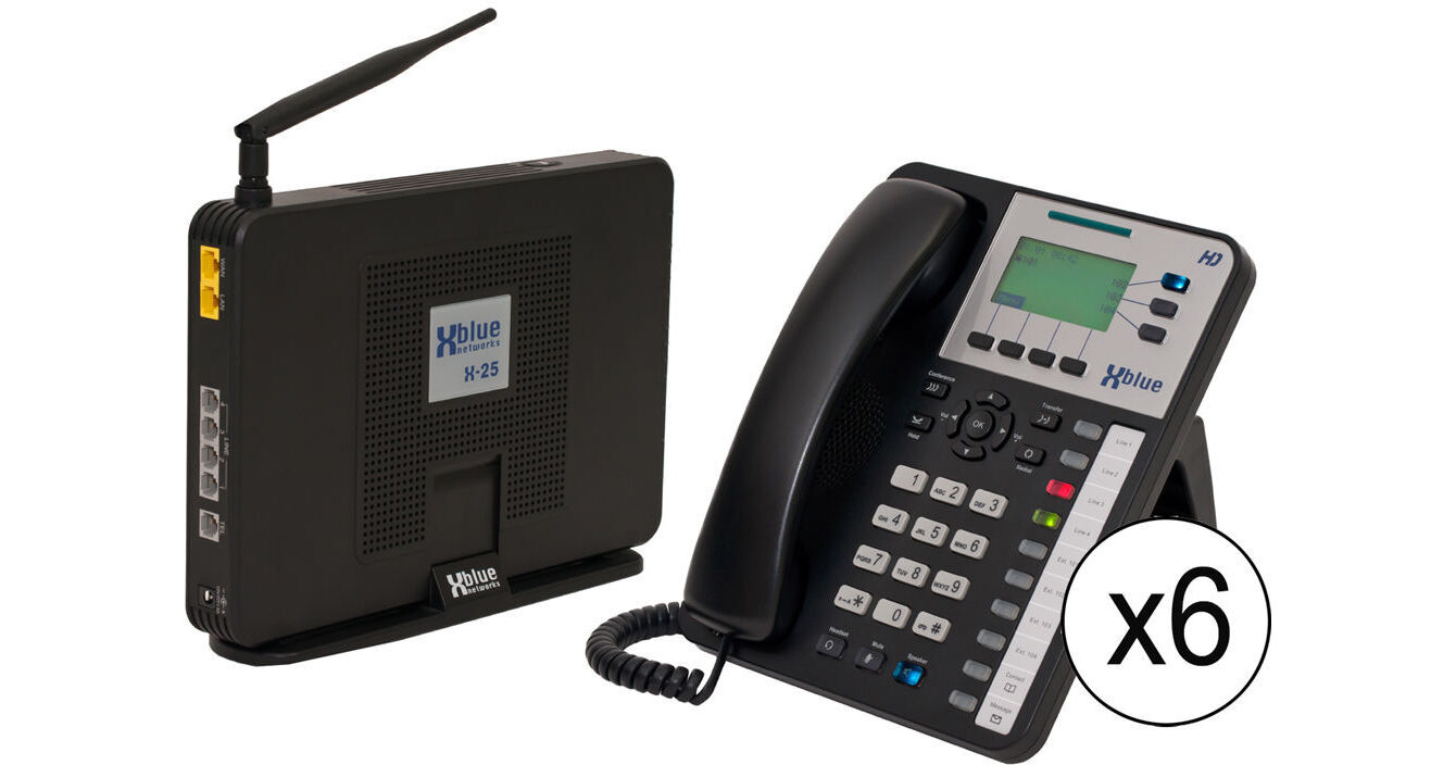 XBLUE Networks X25 System Bundle with Six X3030 VoIP Phones