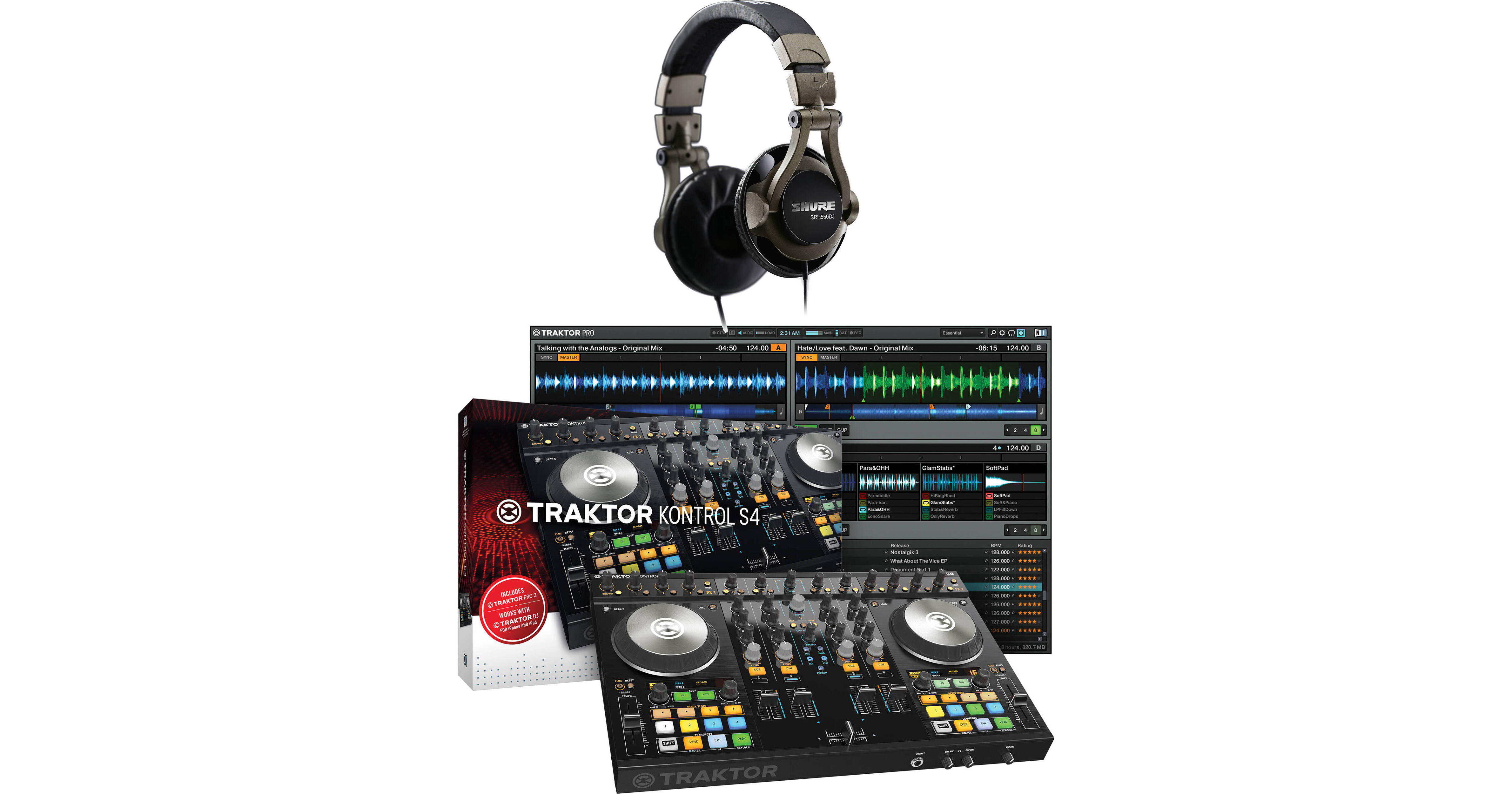 Native Instruments TRAKTOR KONTROL S4-MK2 Kit with DJ Headphones