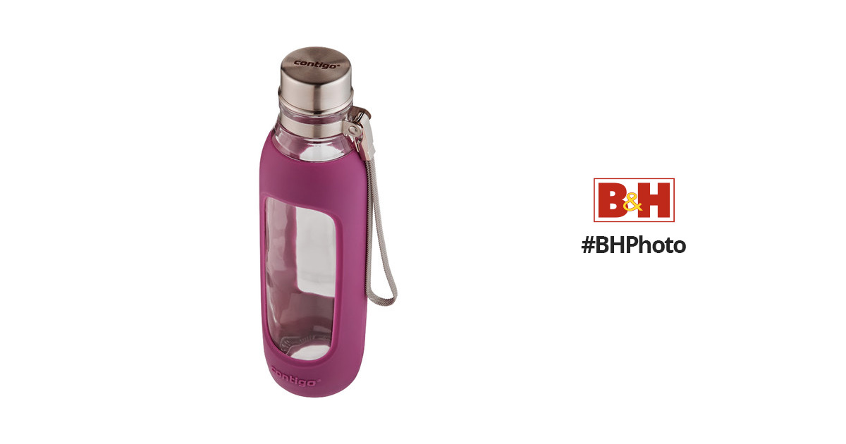 Contigo Purity Glass Water Bottle w/ Purple Silicone Sleeve